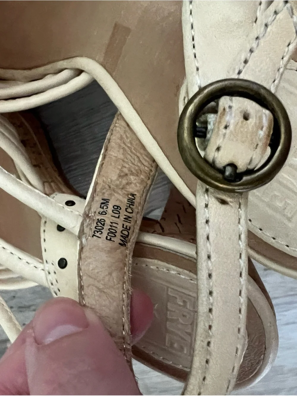Frye Beige Strappy Cork Wedge Sandals Size 6.5